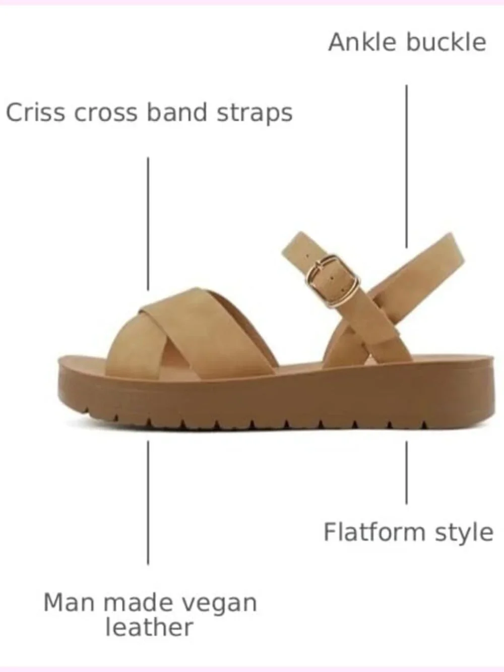 Flat Sandals Flatform Ankle Buckle Criss Cross Band Straps Sandals